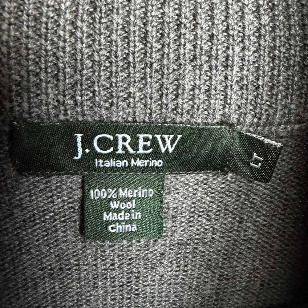 J.Crew Italian Merino Wool 1/4 Zip Sweater Gray Classic Winter Versatile Large‎